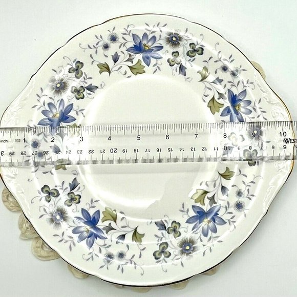 Handled Cake Plate Colclough Rhapsody in Blue 1970s England - Picture 6 of 6